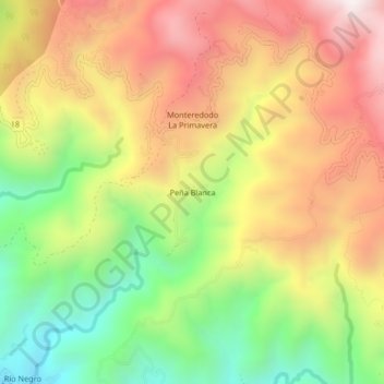 Mapa topográfico Peña Blanca, altitud, relieve