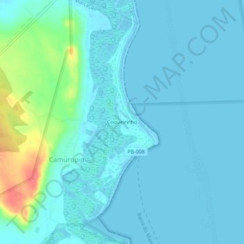 Mapa topográfico Coqueirinho, altitud, relieve