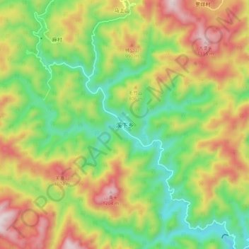 Mapa topográfico 溪下乡, altitud, relieve