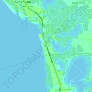 Mapa topográfico Tibsoc, altitud, relieve