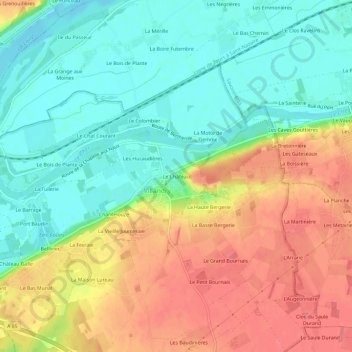 Mapa topográfico Le Château, altitud, relieve