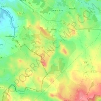 Mapa topográfico Laumière, altitud, relieve