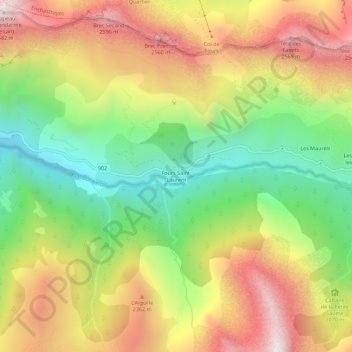 Mapa topográfico Fours Saint-Laurent, altitud, relieve