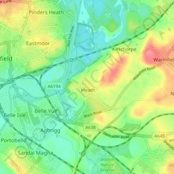Mapa topográfico Heath, altitud, relieve