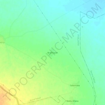 Mapa topográfico Brahmpuri, altitud, relieve
