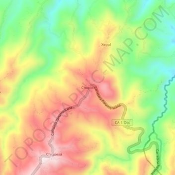 Mapa topográfico Chupol, altitud, relieve
