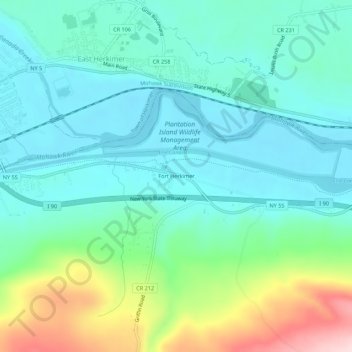 Mapa topográfico Fort Herkimer, altitud, relieve