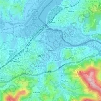 Mapa topográfico Dunboa, altitud, relieve