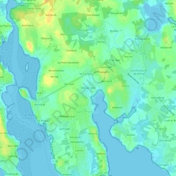 Mapa topográfico Pen er Stêr, altitud, relieve