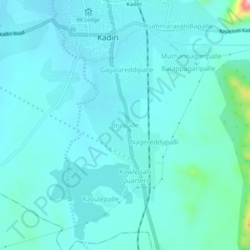 Mapa topográfico Beripalle, altitud, relieve