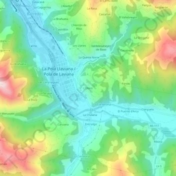 Mapa topográfico L'Otero, altitud, relieve