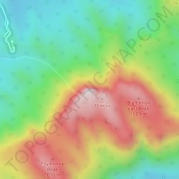 Mapa topográfico Bluff Knoll, altitud, relieve