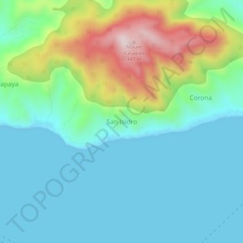 Mapa topográfico San Isidro, altitud, relieve
