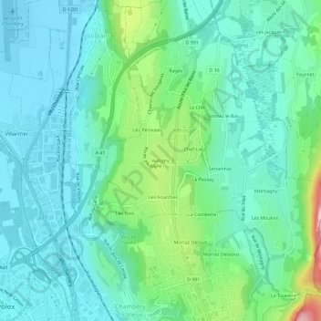 Mapa topográfico Autigny, altitud, relieve