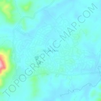 Mapa topográfico FELDA Chini, altitud, relieve