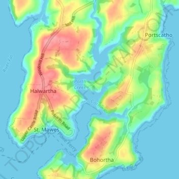 Mapa topográfico Percuil, altitud, relieve