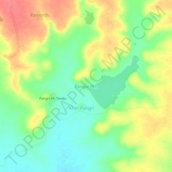 Mapa topográfico Pangari Kh, altitud, relieve