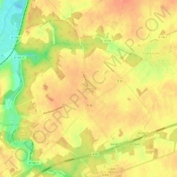 Mapa topográfico Gasville, altitud, relieve