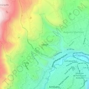 Mapa topográfico Laquigo, altitud, relieve