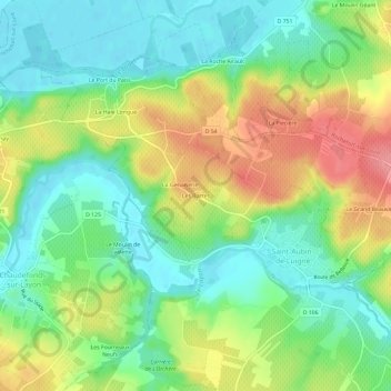 Mapa topográfico Les Barres, altitud, relieve