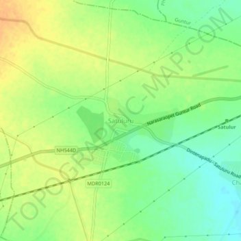 Mapa topográfico Satuluru, altitud, relieve