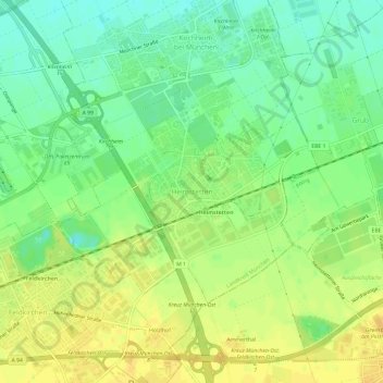 Mapa topográfico Heimstetten, altitud, relieve