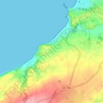 Mapa topográfico Caroual, altitud, relieve
