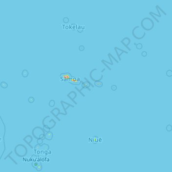 Mapa topográfico American Samoa, altitud, relieve