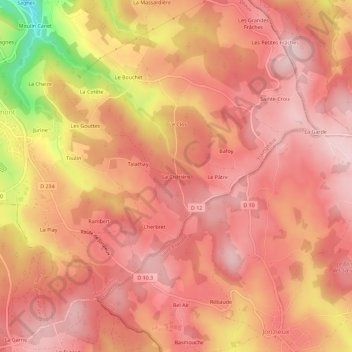 Mapa topográfico La Cistrière, altitud, relieve