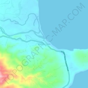 Mapa topográfico Manorigao, altitud, relieve