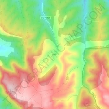 Mapa topográfico Eterna, altitud, relieve
