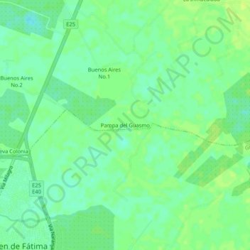 Mapa topográfico Pampa del Guasmo, altitud, relieve