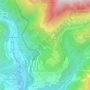 Mapa topográfico La Fuont, altitud, relieve
