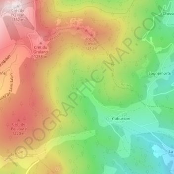 Mapa topográfico L'Oronge, altitud, relieve