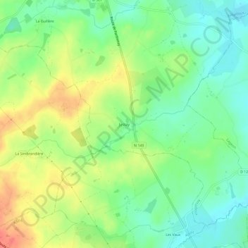 Mapa topográfico Jussay, altitud, relieve