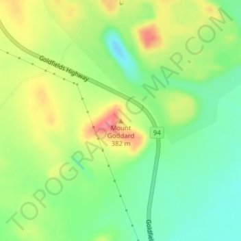 Mapa topográfico Mount Goddard, altitud, relieve