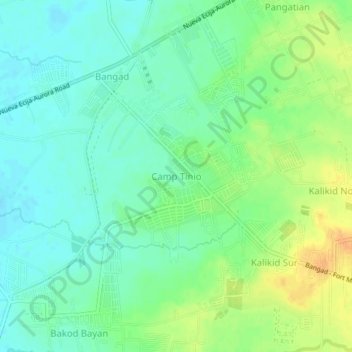 Mapa topográfico Camp Tinio, altitud, relieve