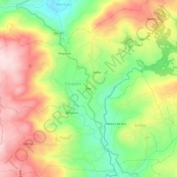 Mapa topográfico Vilar, altitud, relieve