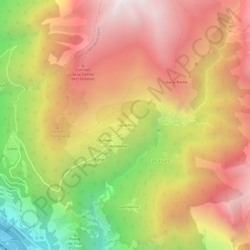 Mapa topográfico Les Villes, altitud, relieve