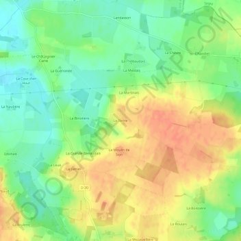 Mapa topográfico Le Tertre, altitud, relieve