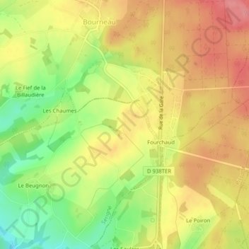 Mapa topográfico La Fromantine, altitud, relieve