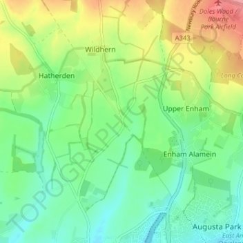 Mapa topográfico Charlton Down, altitud, relieve