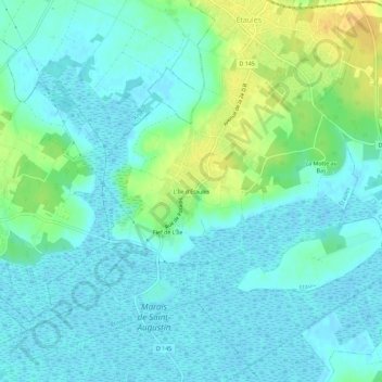 Mapa topográfico L'Île d'Étaules, altitud, relieve