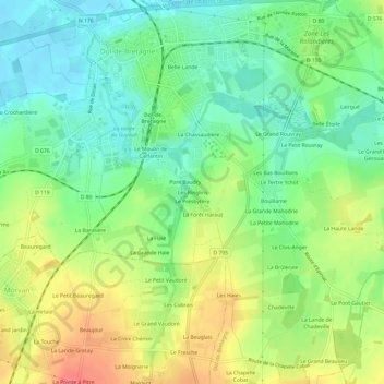 Mapa topográfico Les Ringlins, altitud, relieve