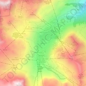 Mapa topográfico Chartreux, altitud, relieve