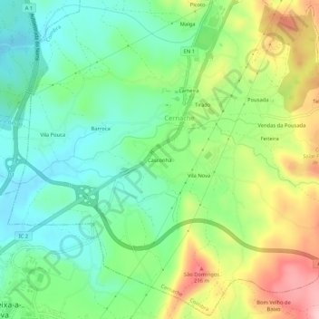 Mapa topográfico Casconha, altitud, relieve