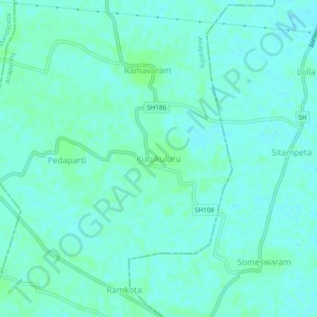 Mapa topográfico Kutukuluru, altitud, relieve