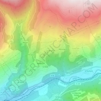 Mapa topográfico La Bergerie, altitud, relieve