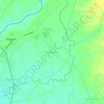 Mapa topográfico Mangino, altitud, relieve