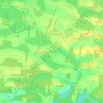 Mapa topográfico Le Charpenet, altitud, relieve